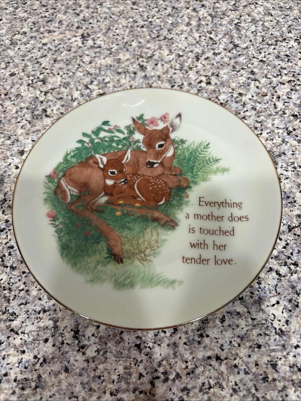 Lasting Memories Mother Deer And Doe Plate Fine Porcelain 1987 Vintage 6.5 Inch